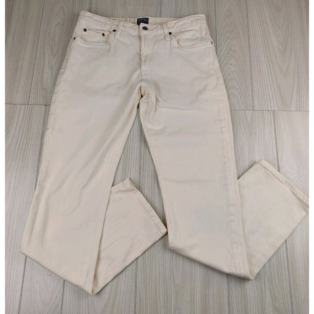Bonobos Travel Jeans Mens 32x33* Off White Slim Straight Fit Stretch Preppy